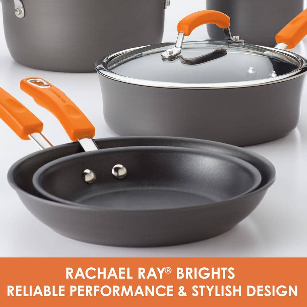 Gray and Orange 14-Piece Nonstick Aluminum Cookware Set