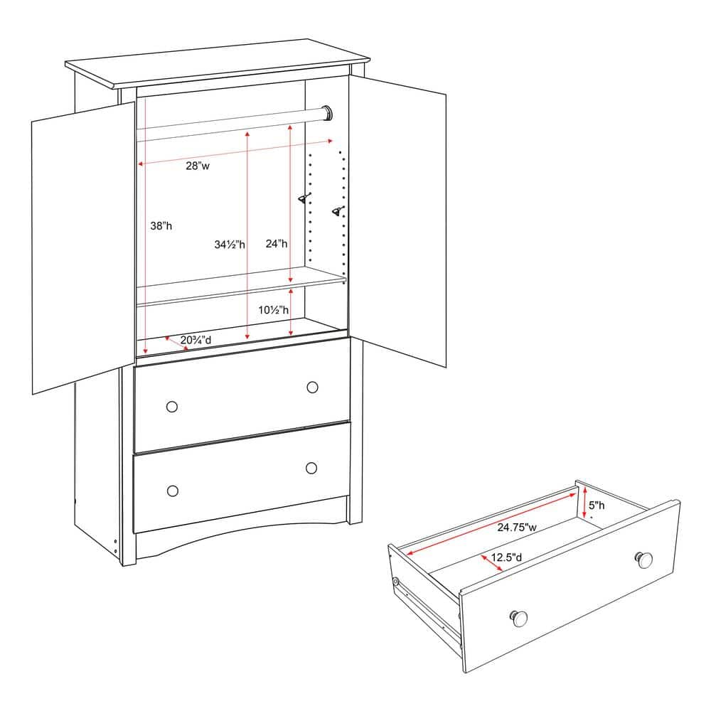 Monterey White MDF TV and Wardrobe Armoire