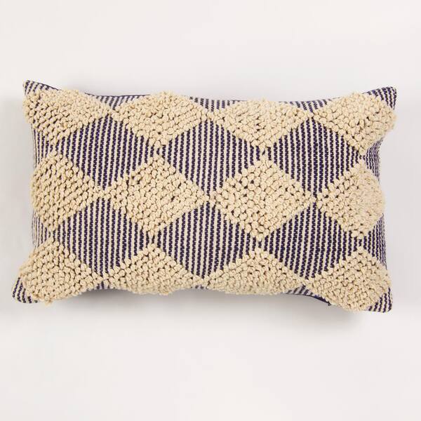 American Colors Brand - American Colors Navy Geometric Down 20 in. x 24 in. Throw Pillow