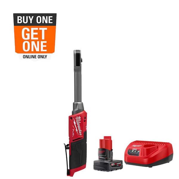 M12 FUEL INSIDER 12V Lithium-Ion Brushless 1/4 in. - 3/8 in. Extended Reach Box Cordless Ratchet w/ 4.0Ah Starter Kit