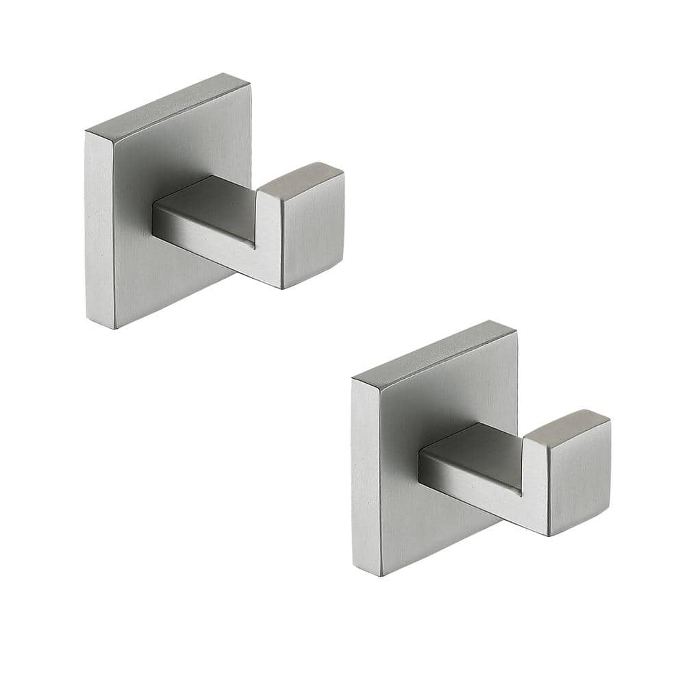 Brushed Nickel Stainless Steel Square J-Hook Towel and Robe Hooks