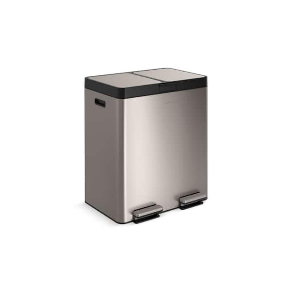 82L Stainless Steel Dual-Bin Step Trash Can