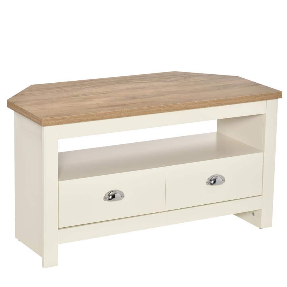 Modern Corner 17.75 in. White TV Stand to 50 in. TV Console