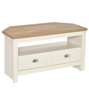 Modern Corner 17.75 in. White TV Stand to 50 in. TV Console Table with 2 Drawers and 1 Storage Compartment