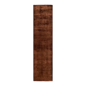 Brown 2 ft. 6 in. x 10 ft. 4 in. Fine Vibrance One-of-a-Kind Hand-Knotted Area Rug
