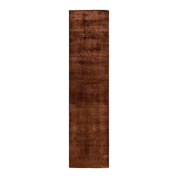 Solo Rugs Brown 2 ft. 6 in. x 10 ft. 4 in. Fine Vibrance One-of-a-Kind Hand-Knotted Area Rug