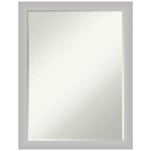Low Luster Silver 20.5 in. x 26.5 in. Petite Bevel Modern Rectangle Wood Framed Wall Mirror in Silver