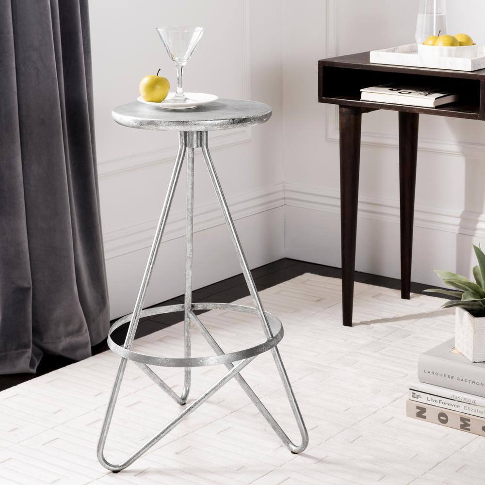 Transitional 30'' Silver Leaf Metal Backless Bar Stool