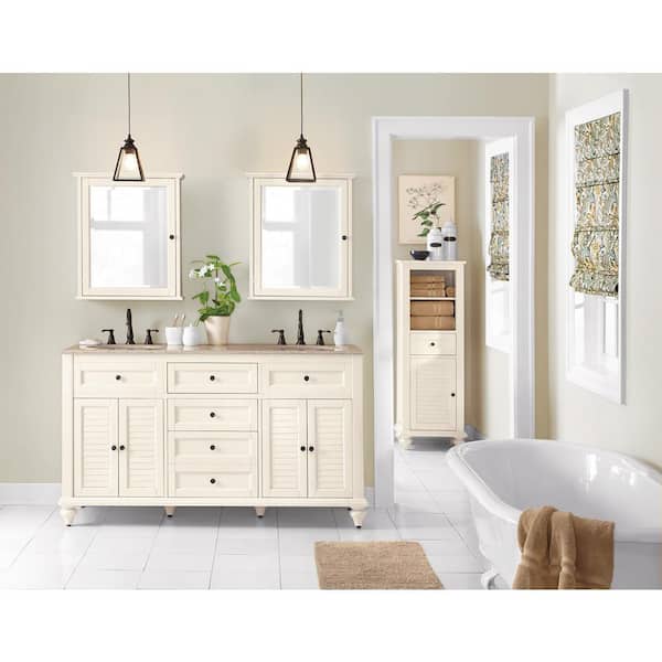 Hamilton 18 in. W x 52-1/2 in. H Bathroom Linen Cabinet in Ivory Hamilton 18 in. W x 52-1/2 in. H Bathroom Linen Cabinet in Ivory
