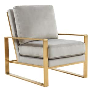 Jefferson Light Grey Velvet Arm Chair