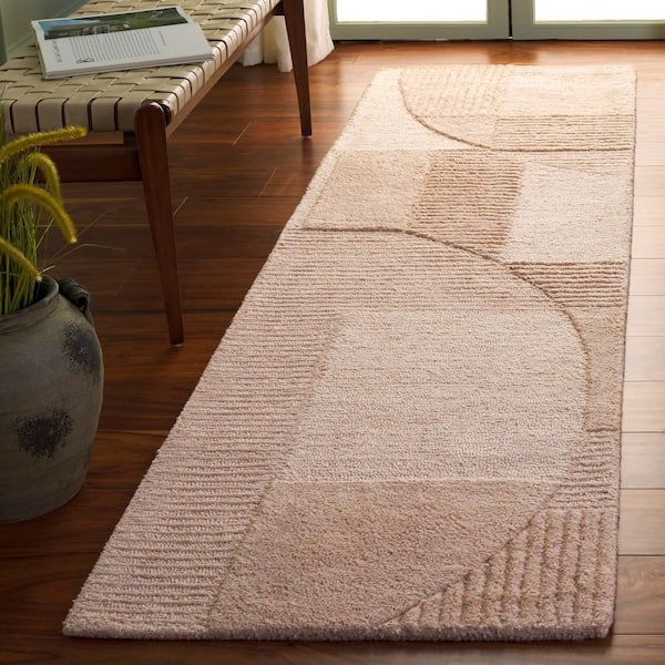 Harvest 2 ft. x 9 ft. Brown Solid Geometric Runner Rug