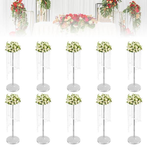 YIYIBYUS 10 Pieces Silver Wedding Centerpieces Crystal Flower Vase Stand  Flower Arrangement Stand Wedding Decor JJOU76T2WDZJ8 - The Home Depot