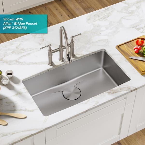 Dex 33 in. Undermount Single Bowl 16 Gauge Stainless Steel Kitchen Sink with Accessories