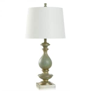 Rivers 30.5 in. Silver Gourd Task and Reading Table Lamp for Living Room with White Linen Shade