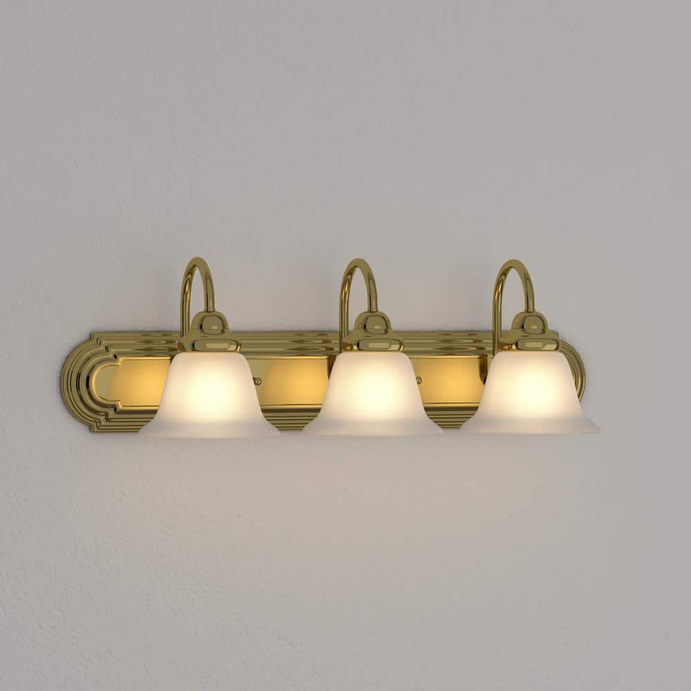 Elegant Ballerina 24" Vanity Wall Light with Alabaster Glass Shades, Polished Brass