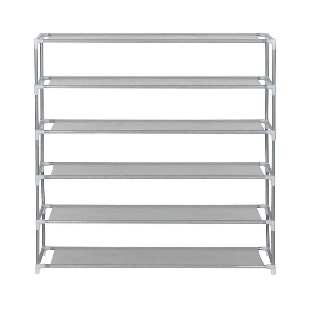 J&V TEXTILES 40 in. H x 43 in. W 30-Shoe-Pair Gray Stainless Steel