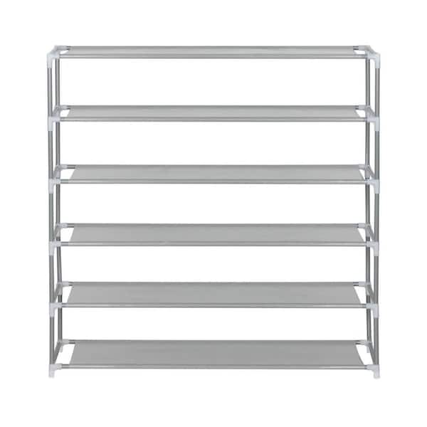 40 in. H x 43 in. W 30-Shoe-Pair Gray Stainless Steel Stackable Shoe Rack
