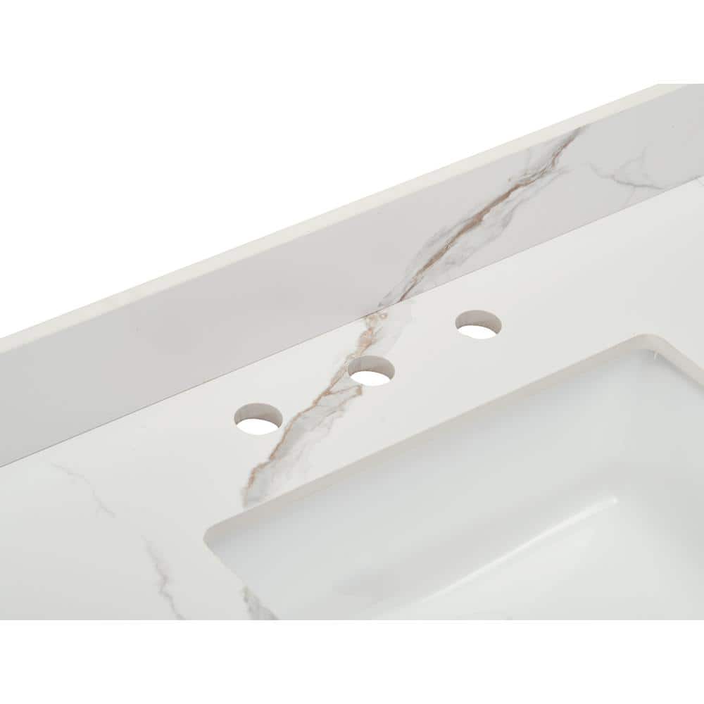 Marseille 48'' Calacatta White Engineered Marble Vanity Top with Sink