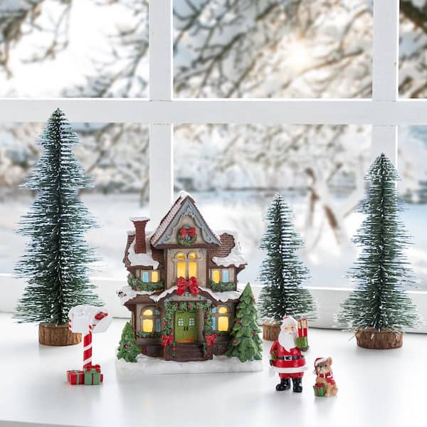 Glitzhome 7.5 in. H Christmas Lighted Resin Miniature House with