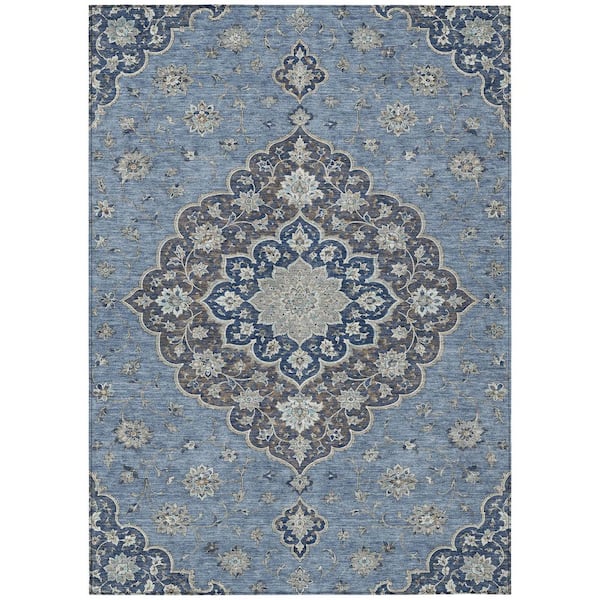 Chantille Machine Washable Indoor/Outdoor Abstract ACN3081 Denim 9 ft. x 12 ft. Area Rug