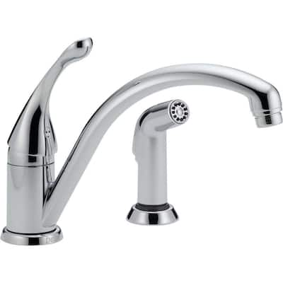 Delta Collins Single-Handle Pull-Out Sprayer Kitchen Faucet in Chrome ...