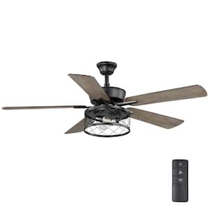 Ashtead 52 in. LED Indoor Matte Black Ceiling Fan with Light and Remote Control Included