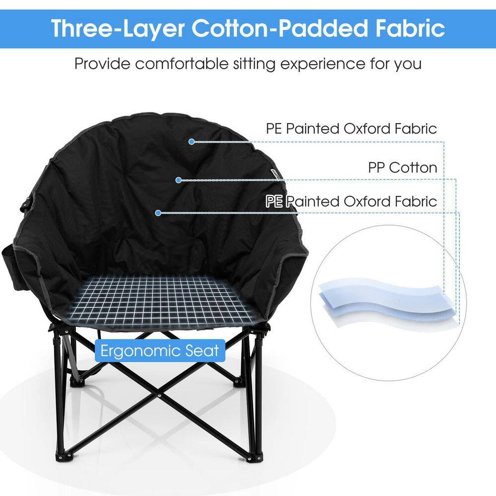 Black Folding Camping Moon Chair with Carrying Bag