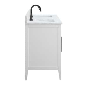 60 in. W x 22 in. D x 34 in. H Double Sink Bathroom Vanity Cabinet in White with Engineered Marble Top in White