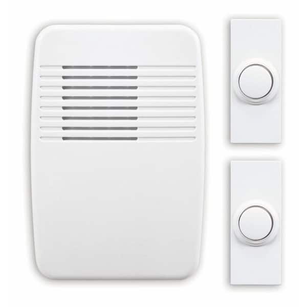 Heath Zenith Wireless White Plug-In Door Chime Kit With 2 Push Buttons