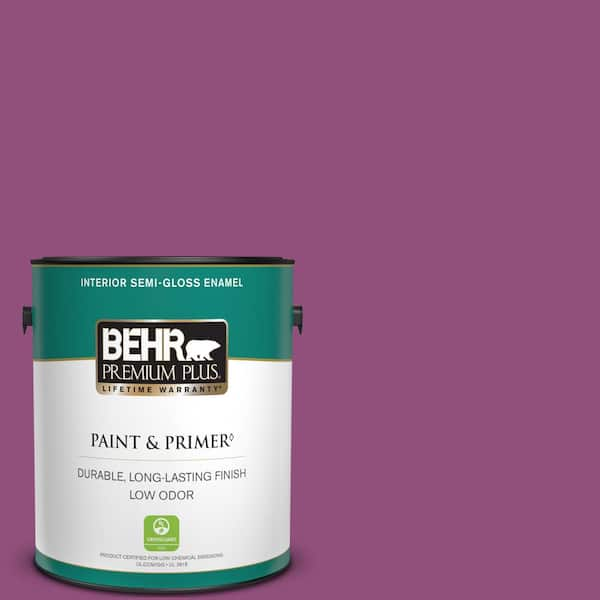 BEHR PREMIUM PLUS 1 gal. #P110-7 XOXO Semi-Gloss Enamel Low Odor Interior Paint & Primer