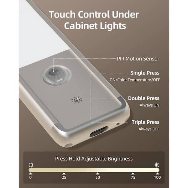 Lumièrecloset♡ Lukyamzn Silver LED Under Cabinet Lighting Lamp, Dimmable Motion