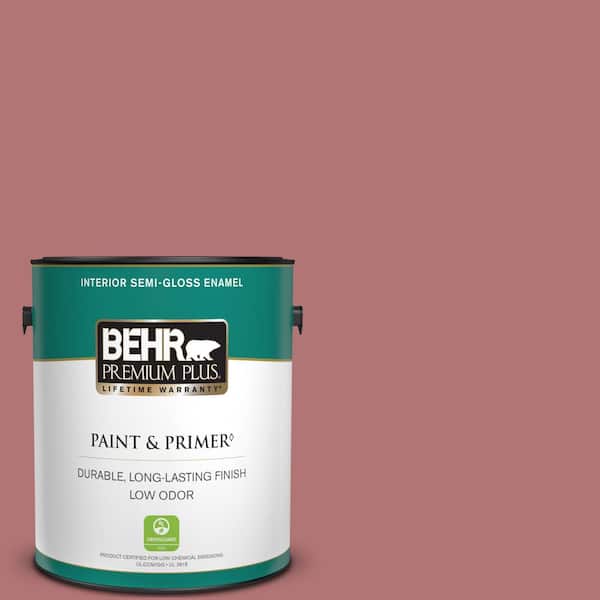 BEHR PREMIUM PLUS 1 gal. #S140-5 Red Gerbera Semi-Gloss Enamel Low Odor Interior Paint & Primer