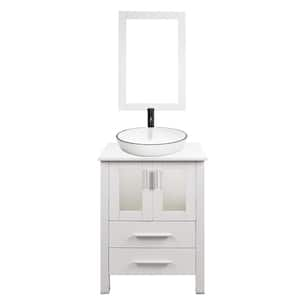 24 in. W x 19 in. D x 32.3 in. H Single Sink Bath Vanity in White with White Wood Top and Mirror