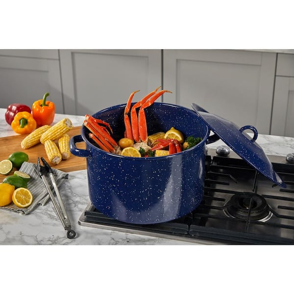 Imusa 21qt Enamel On Steel Steamer Pot With Steaming Rack - Blue