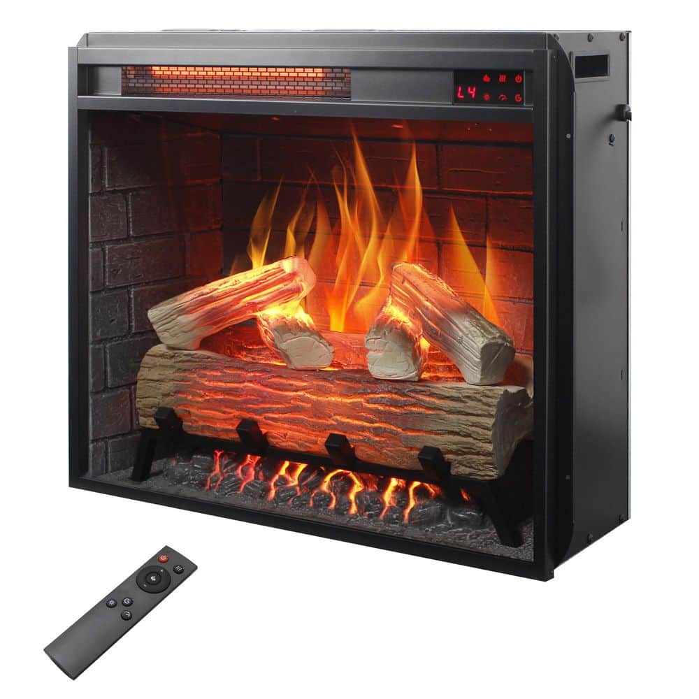 24.1 in. 1500-Watt Black 5000 BTU Recessed Electric Fireplace Utility Convection Infrared Space Heater with Remote price history on PriceWatchPro