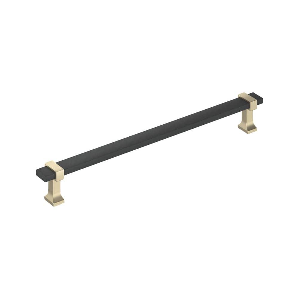 Overton 12 in. (305mm) Center-to-Center Brushed Matte Black/Golden Champagne Bar Appliance Cabinet Pull price history on PriceWatchPro