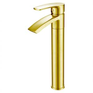 Ariana Single-Handle Single-Hole Vessel Bathroom Faucet with Swivel Spout in Brushed Gold