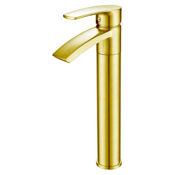Eisen Home Ariana Single-Handle Single-Hole Vessel Bathroom Faucet with Swivel Spout in Brushed Gold