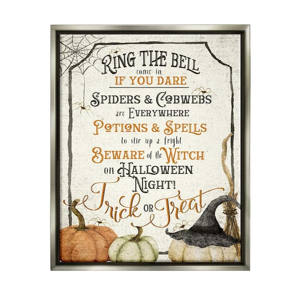 Stupell Industries Vintage Trick or Treat by Deane Beesley 1 Piece Floater Frame Graphic Print Typography Poster Art Print 21 in. x 17 in.