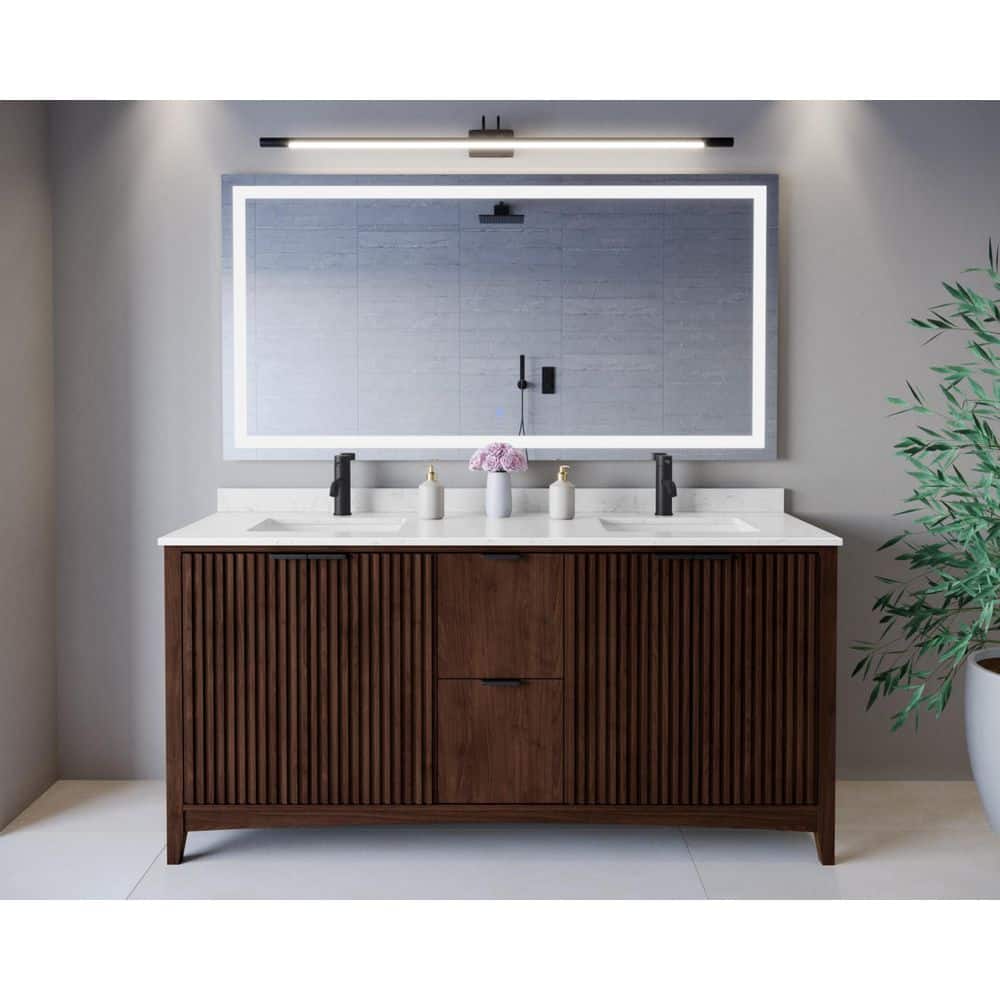 Palmilla 72 in. Double Freestanding Dark Walnut Bath Vanity with Carrara Cultured Marble Top Assembled price history on PriceWatchPro