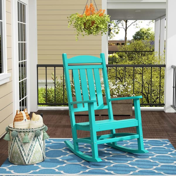 Kenly Turquoise Classic Plastic Outdoor Rocking Chair