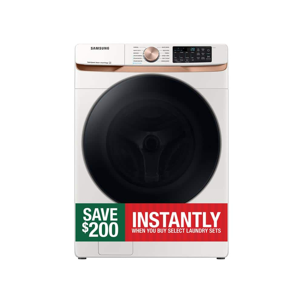 Samsung 5 cu. ft. Extra Large Capacity Smart Front Load Washer in Ivory White with Super Speed Wash and Steam