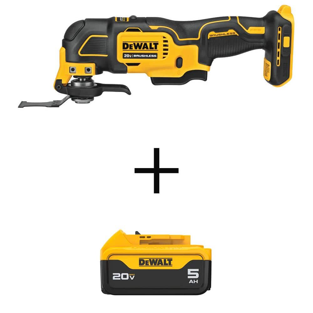 DEWALT ATOMIC 20V MAX Cordless Brushless Oscillating Multi Tool and (1) 20V 5.0Ah Battery