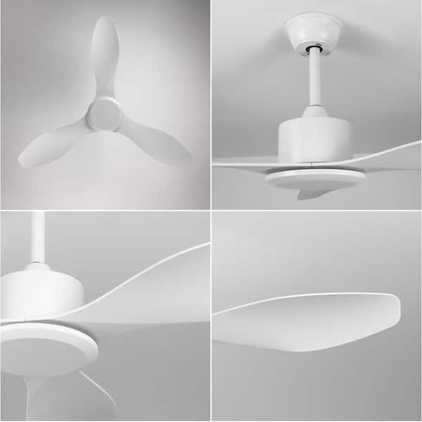 TOZING 48 in. Smart Indoor Modern Windmill White Low Profile Flush