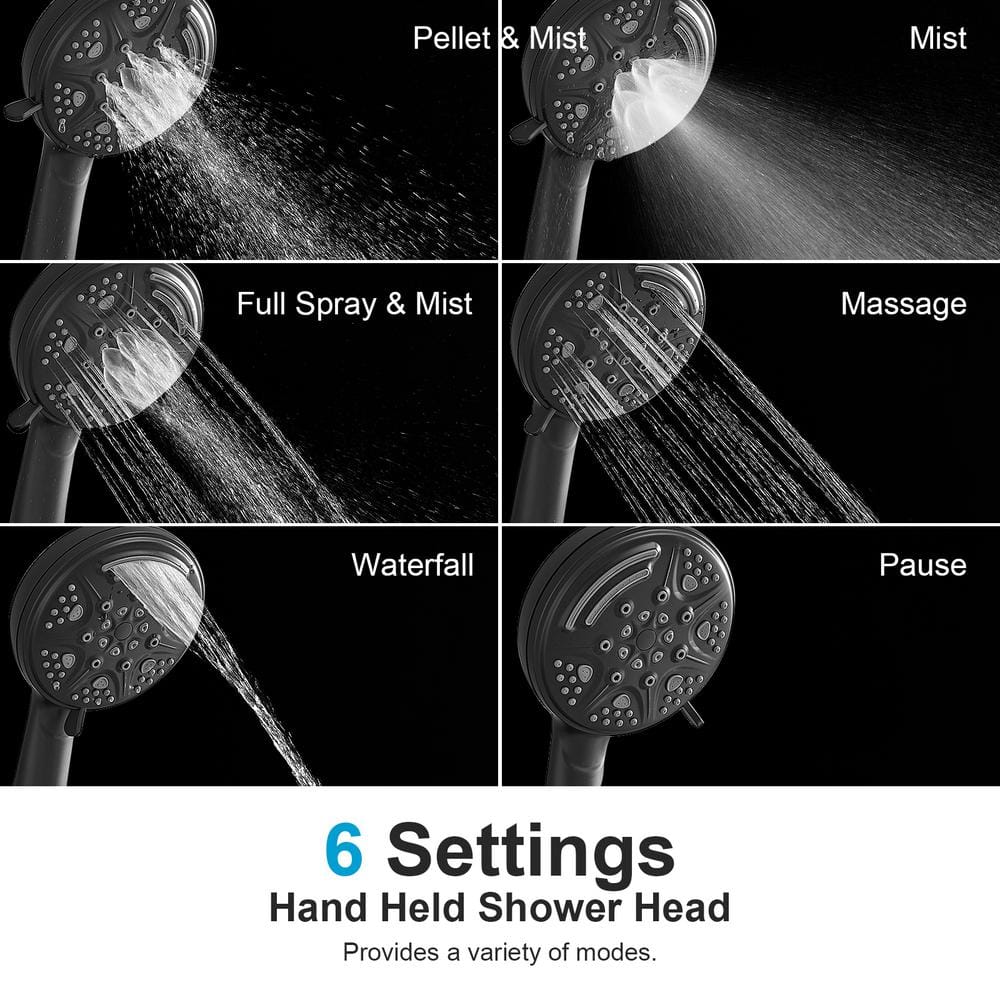 Matte Black Stainless Steel Multi-function Rain Shower Set