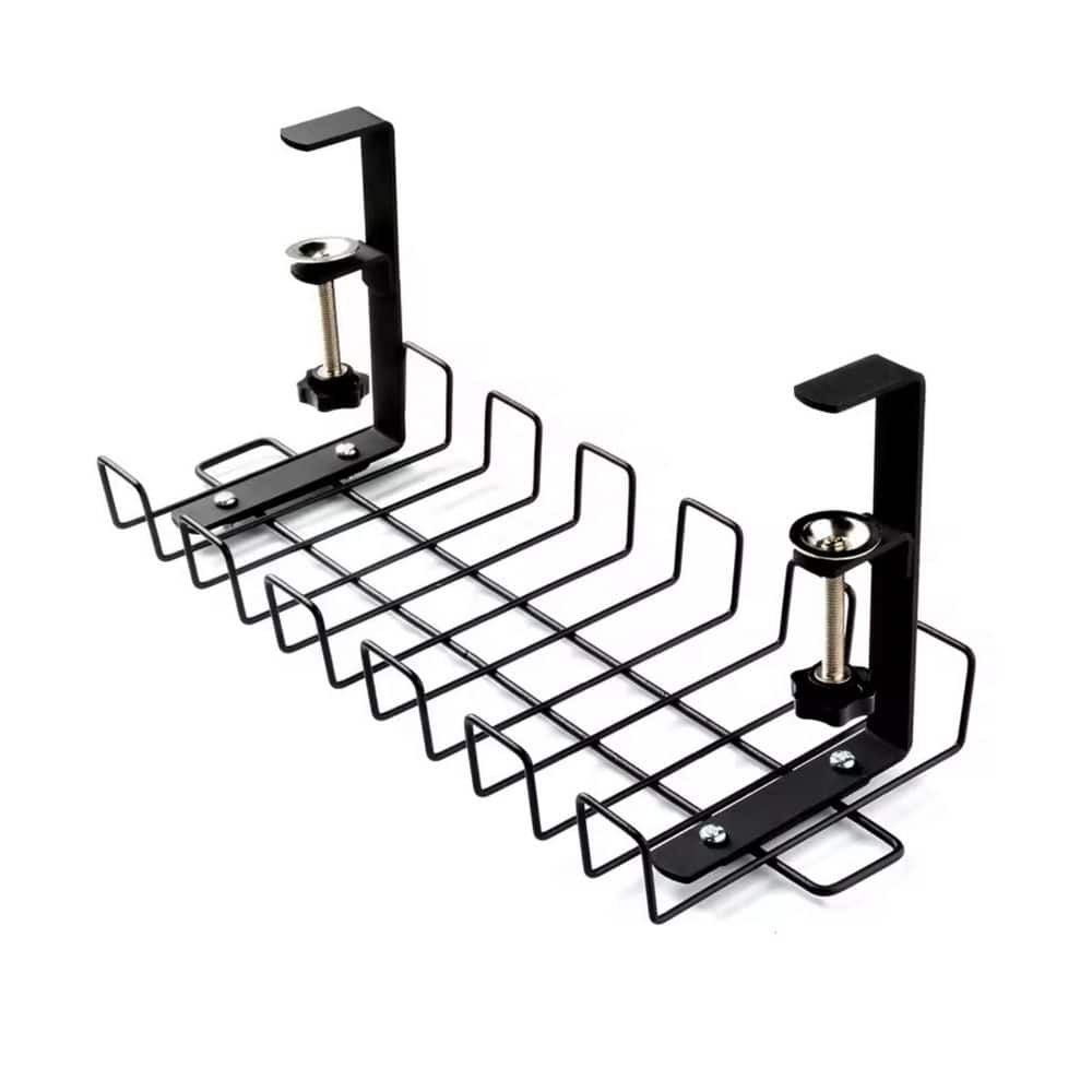 Under Desk Cable Management Tray Organizer-Space-Saving No-Drill Cord Rack 