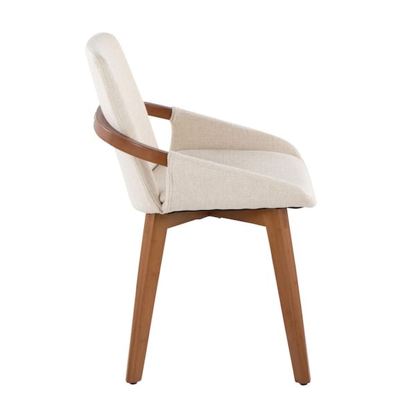 Lumisource Cosmo Cream Noise Fabric and Walnut Wood Side Chair CH