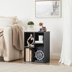 Bookshelf, Bookcase with 3 Open Adjustable Storage Cubes, Floor Standing Unit, Side Table Bookcase, Black