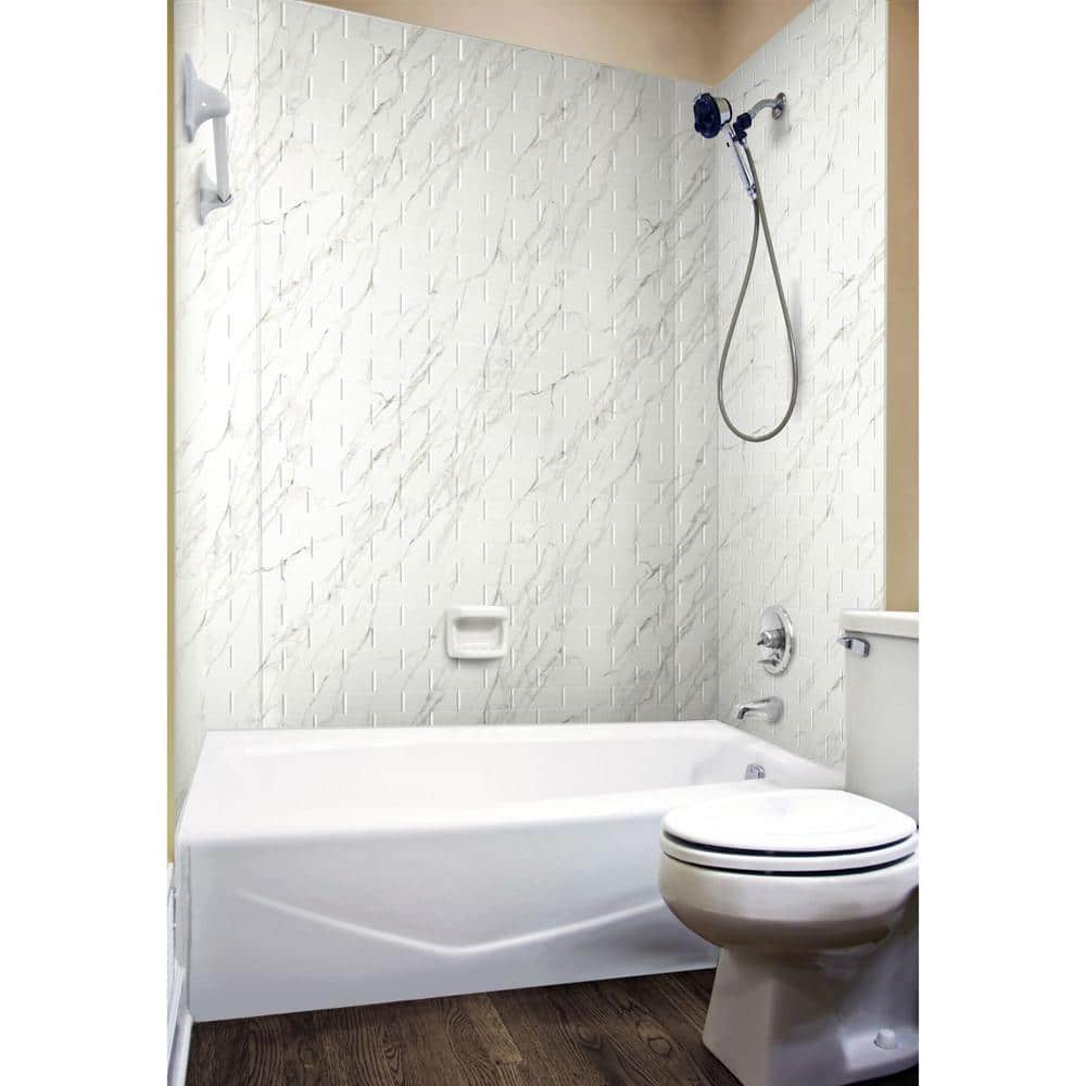 Marble Subway Tile PVC Tub and Shower Wall Panels