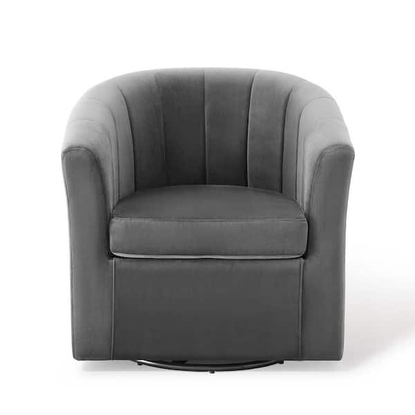 MODWAY Prospect Charcoal Performance Velvet Swivel Armchair